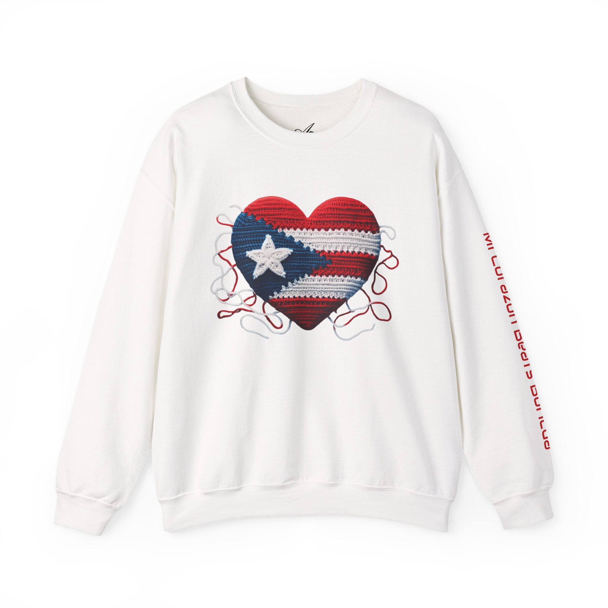 Puerto Rico Heart Crewneck Sweatshirt  Puerto Rican Flag Heart Knit Design