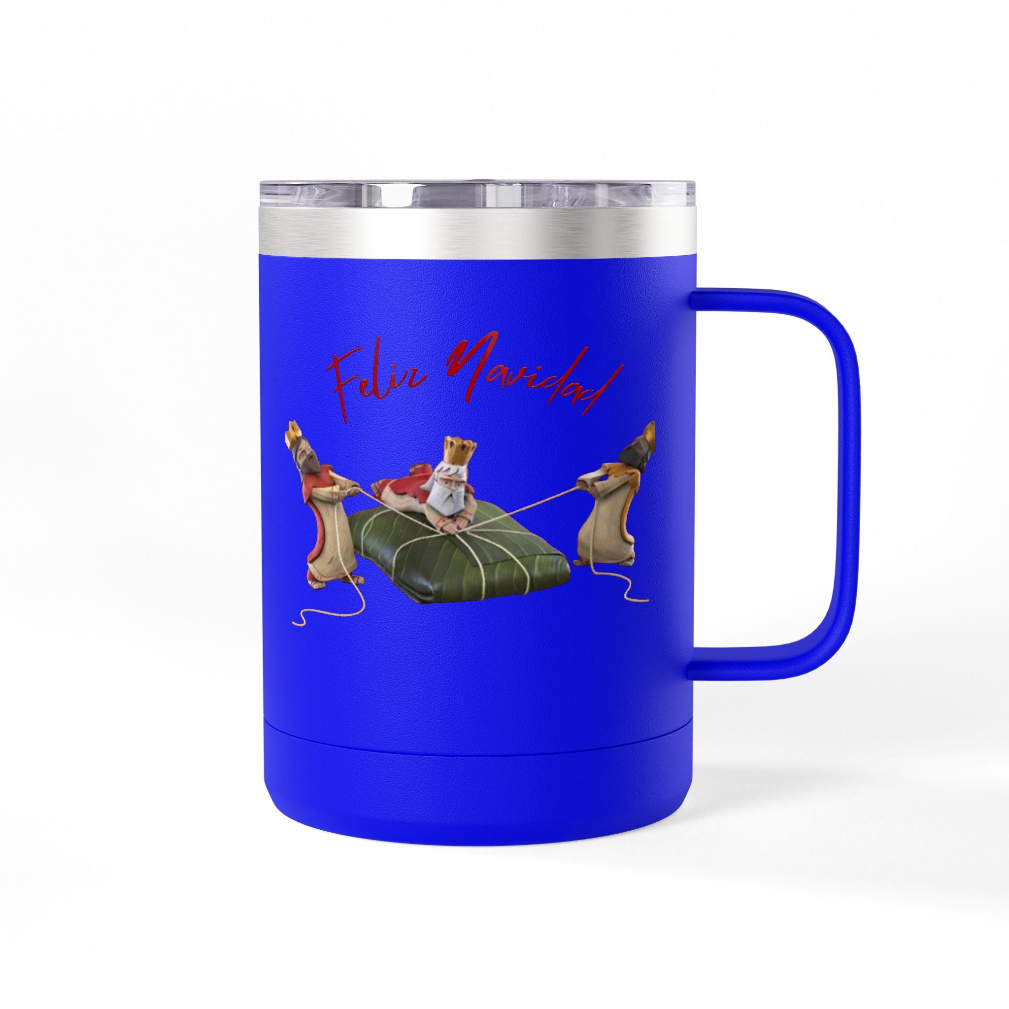 3 KINGS Holiday Travel Tumbler — 'Feliz Navidad' Dachshund Santa Design Coffee Cup for Fun Celebrations