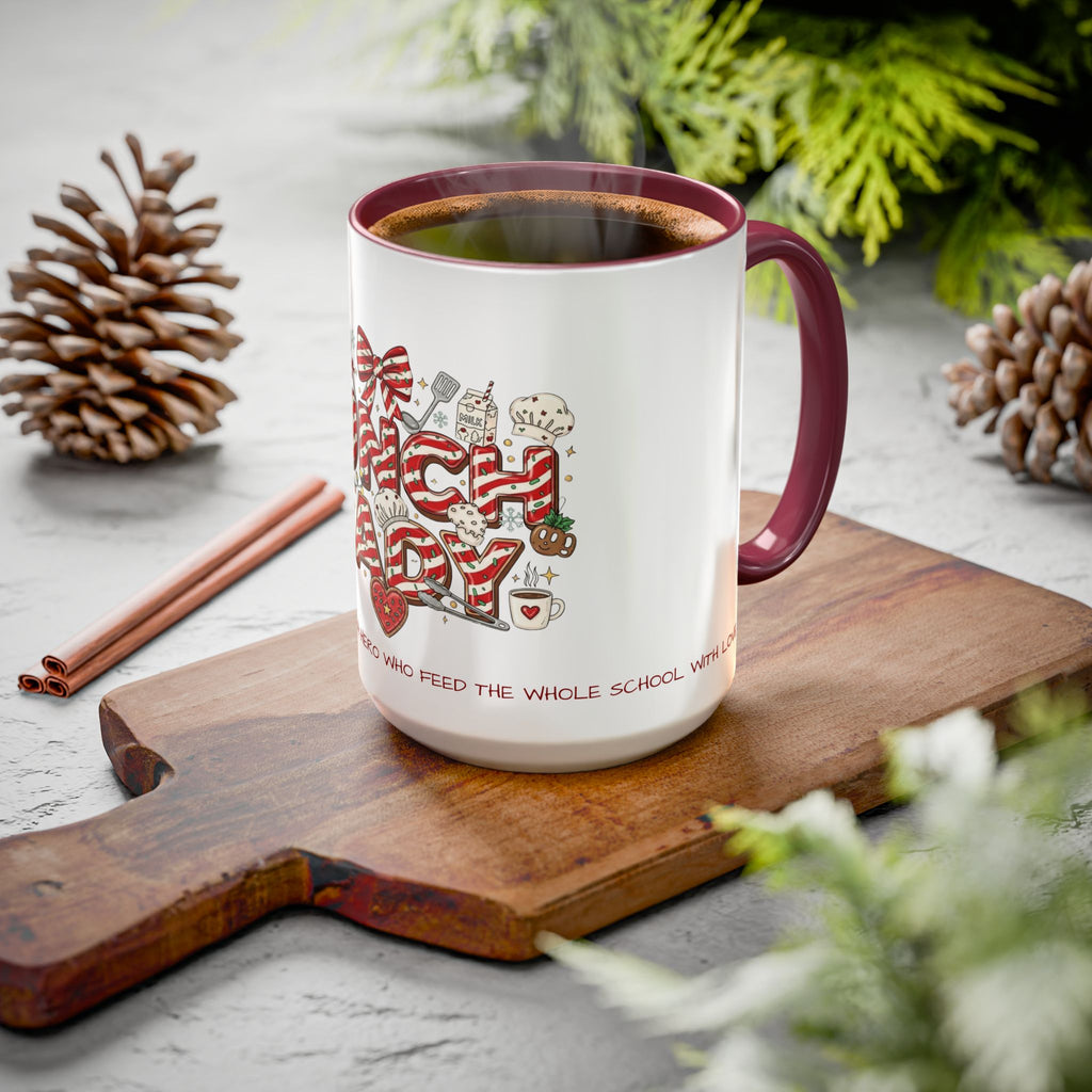 Lunch Lady Mug "Cafeteria Hero Who Feeds the Whole School With Love" | 11oz/15oz Gift  School Staff Christmas Mug Collection