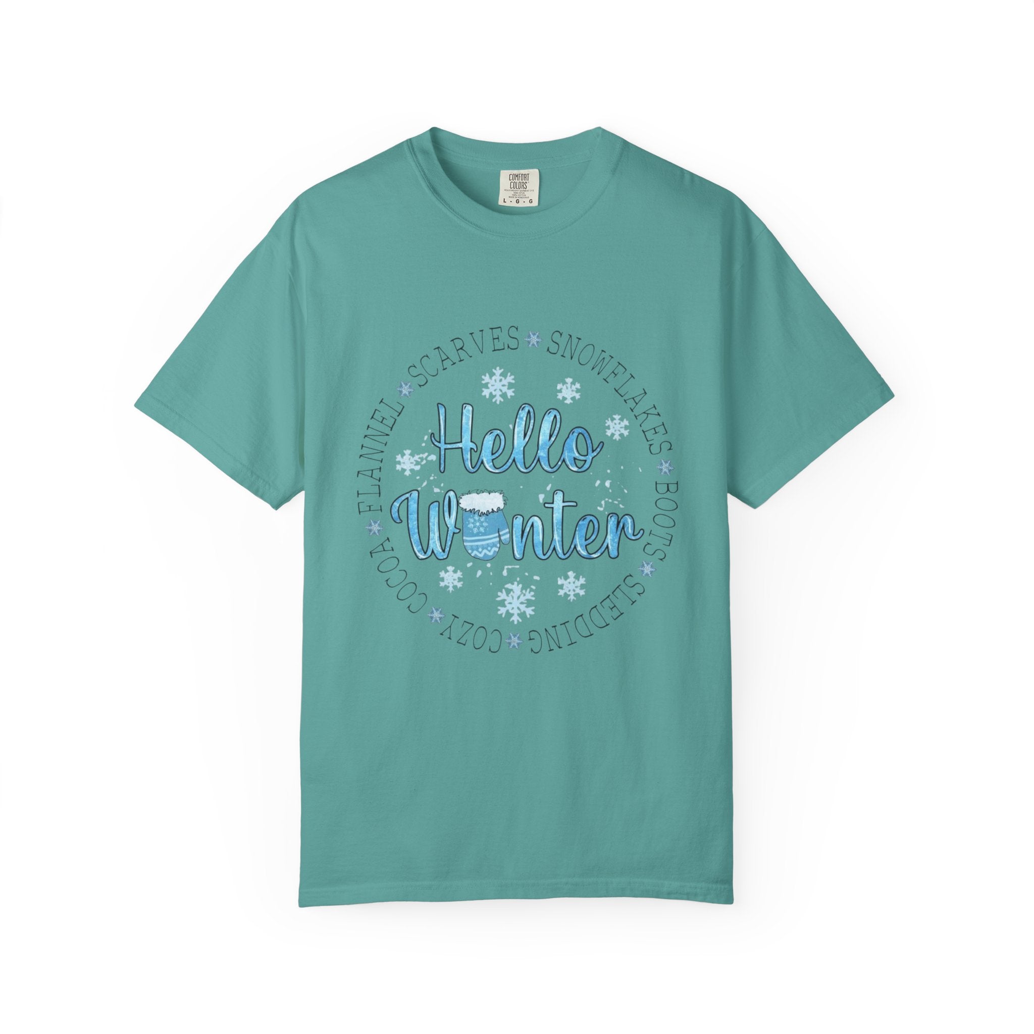 Hello Winter T‑Shirt  Cozy Snowflake Holiday Tee Christmas T-Shirts and Sweatshirts Collection