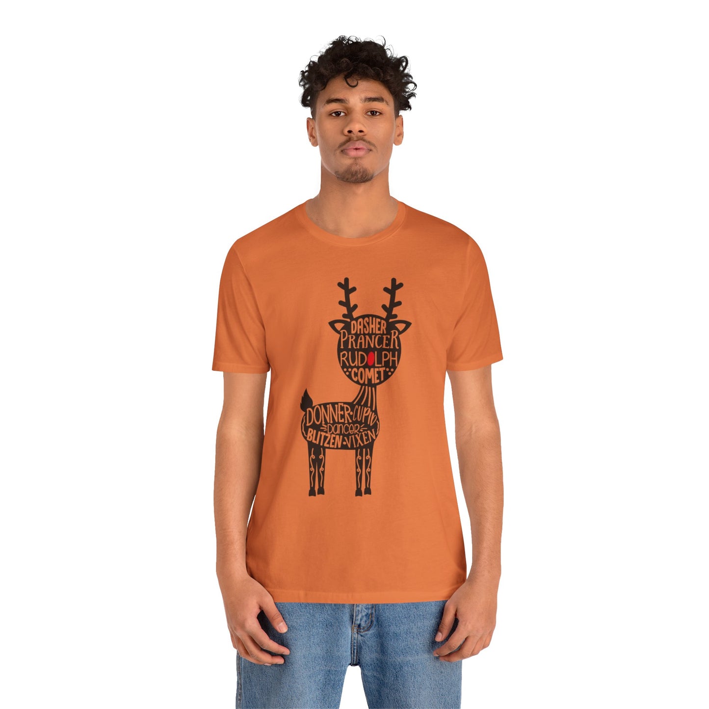 Christmas Reindeer Graphic Tee - Unisex Jersey Short Sleeve Shirt