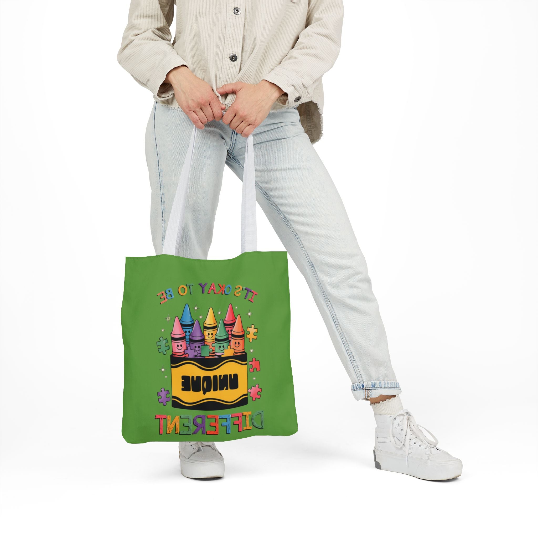 Autism Awareness & Pride Collection Unique Canvas Tote Bag with Colorful Castle Design