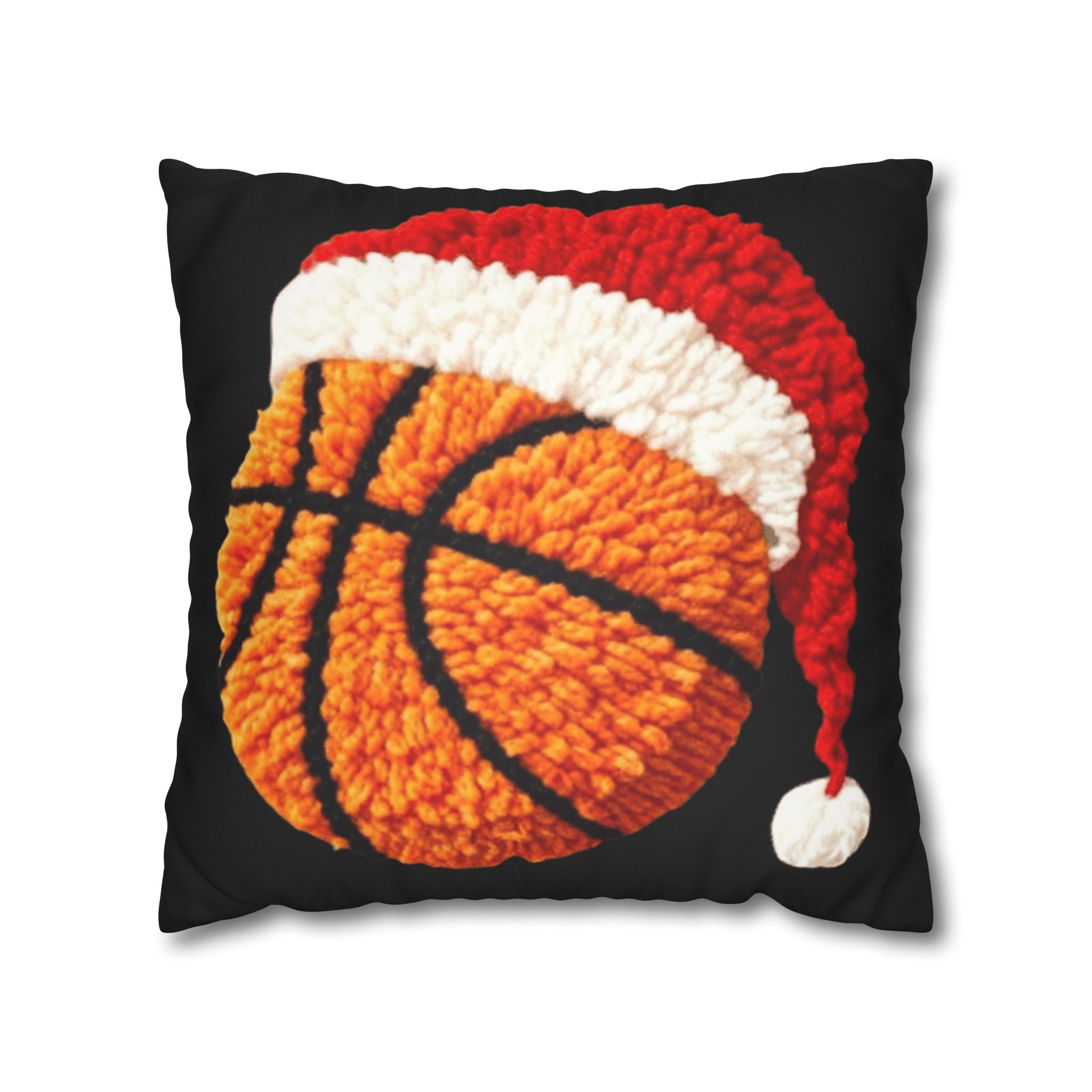 Basketball Christmas Pillowcase — Faux Suede Square Throw Pillow Cover