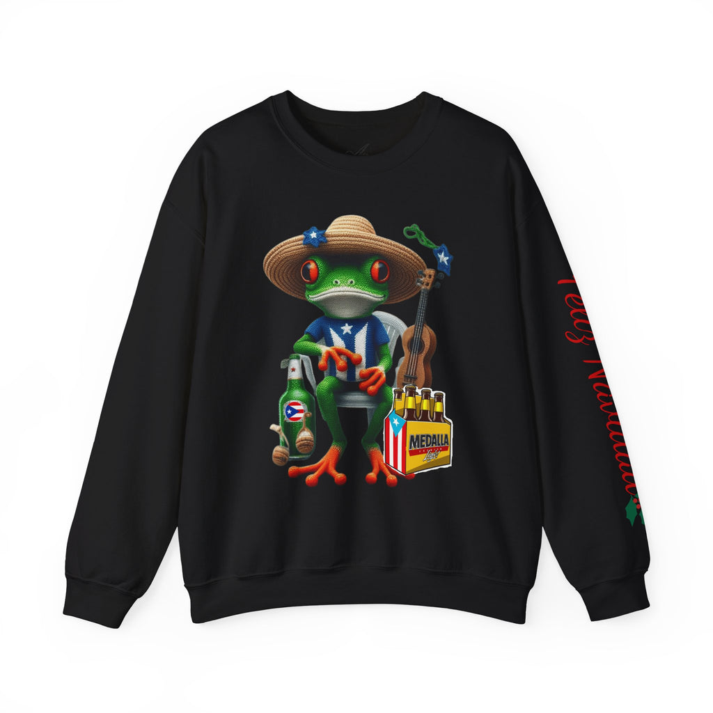 Frog Coqui Crewneck Sweatshirt – Coquito y Medalla Puerto Rican Vibes