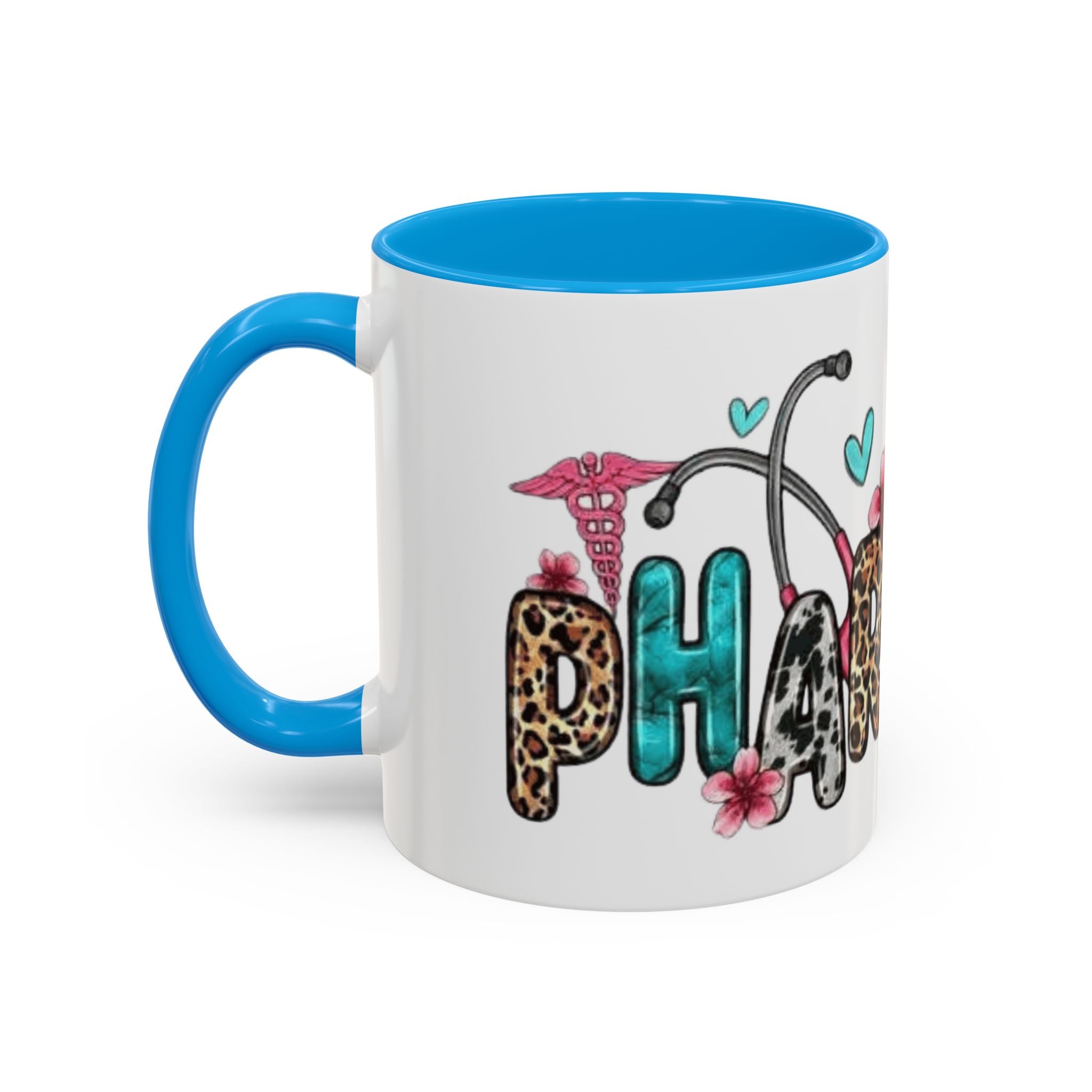 Pharmacy Nurse Coffee Mug — Cute Leopard & Teal Medical Design (11oz/15oz)Christmas mug for all healthcare heroes