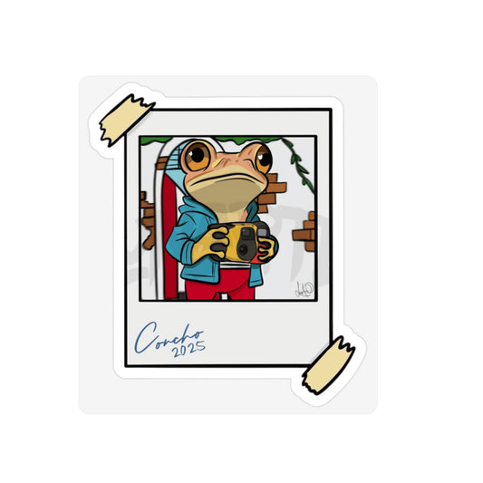 PR Proud from Here, Rooted Over There Whimsical Frog Die-Cut Outdoor Sticker, Fun Sticker for Travelers, Nature Lovers Gift, Car & Laptop Decor, 2025 Vibes