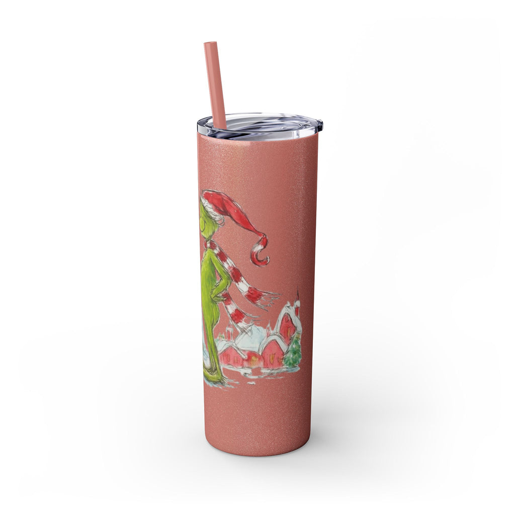 Grinch Christmas Skinny Tumbler with Straw — Dr. Seuss Holiday Quote Design, 20oz Christmas Mugs Collection