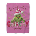 Magical Christmas Cartoon Blanket Feeling Extra Grinchy Today Sherpa Blanket - Cozy Holiday Throw