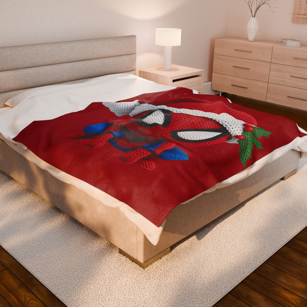 Magical Christmas Cartoon Blanket Christmas Spider Plush Blanket Cute Santa Hat Knit Spider-Man Throw