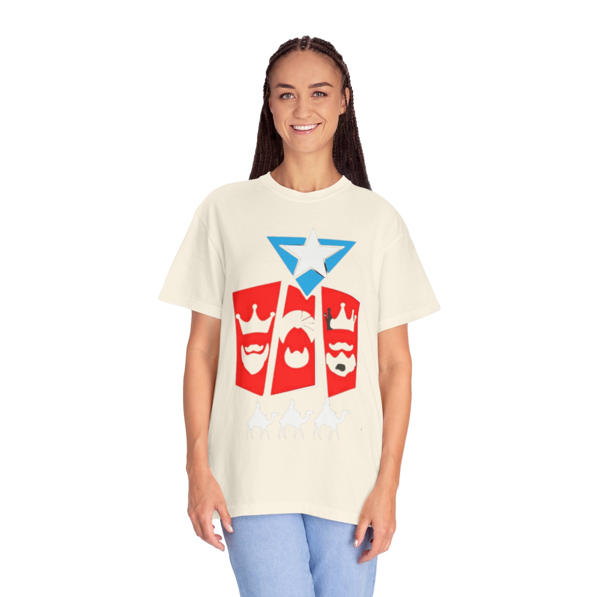 The Three Kings T-Shirt — Puerto Rican Three Kings Graphic Tee (Star & Crown Silhouettes)