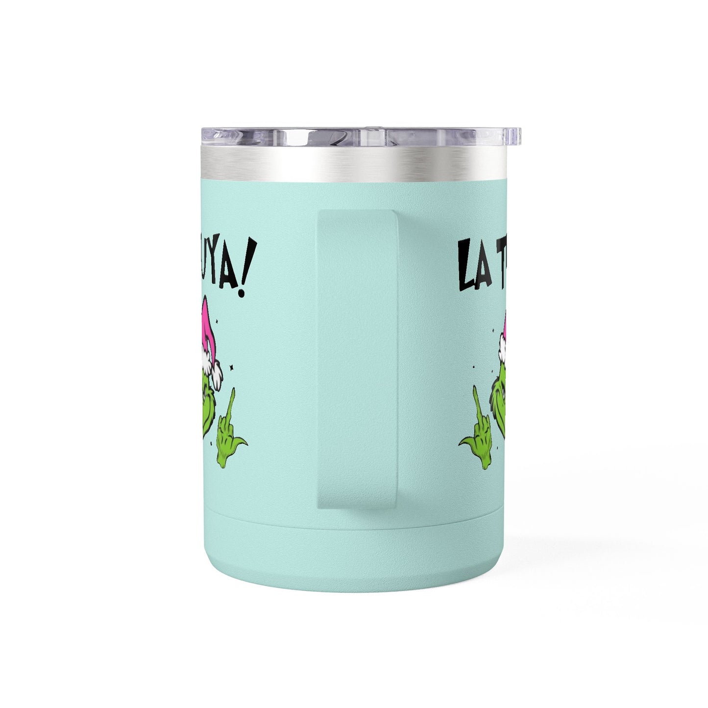 Holiday Grinch Coffee Mug Tumbler - 15oz Vaso / Taza de Acero Inoxidable – Diseño Navideño