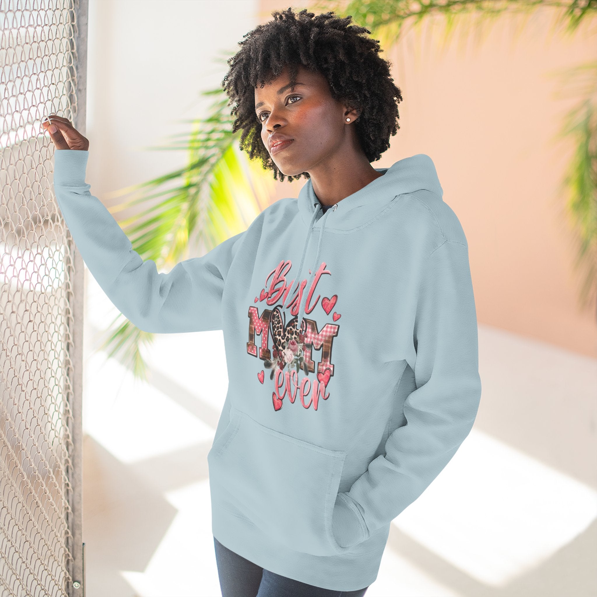 Best Mom Ever Hoodie  Leopard Heart Mother's Day Pullover