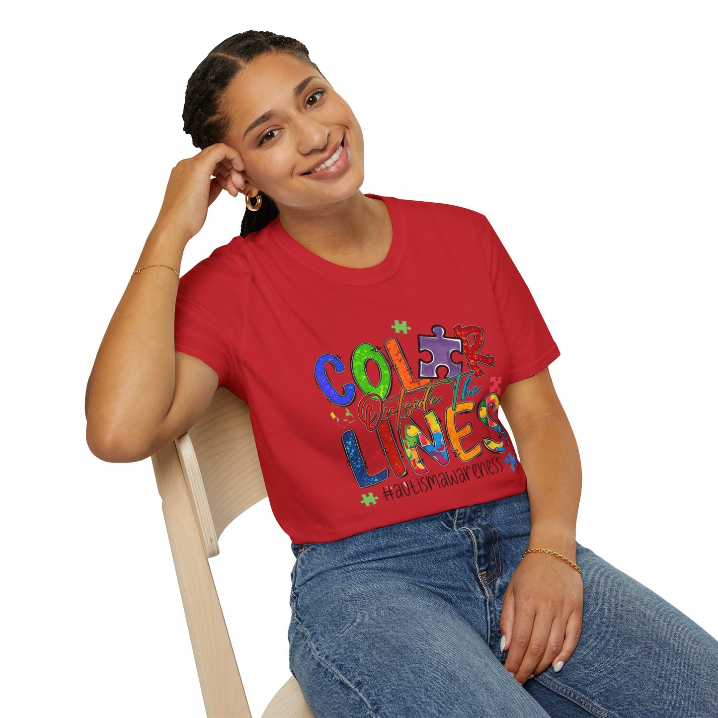 Color Outside the Lines Unisex T-Shirt for Autism Awareness