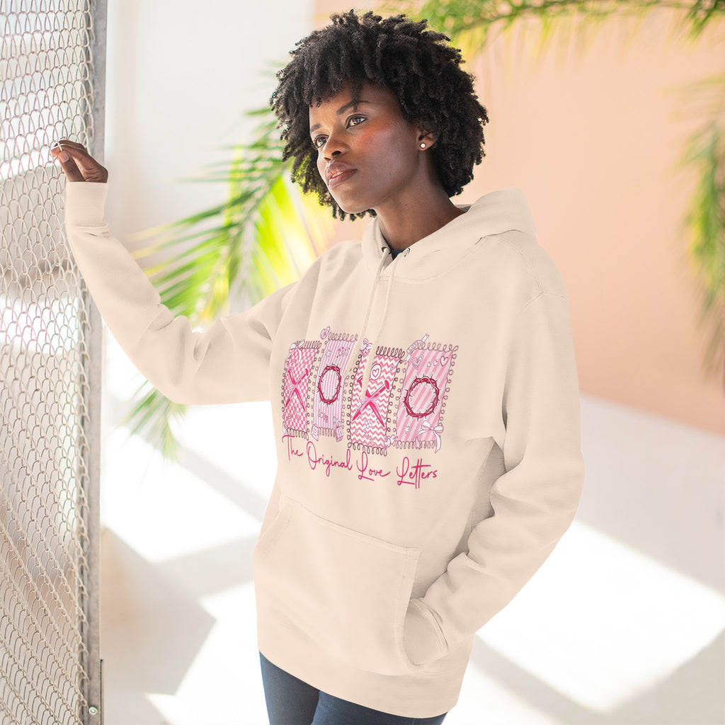 Hoodie  Pink XOXO Three Panel Love Letters Fleece Hoodie