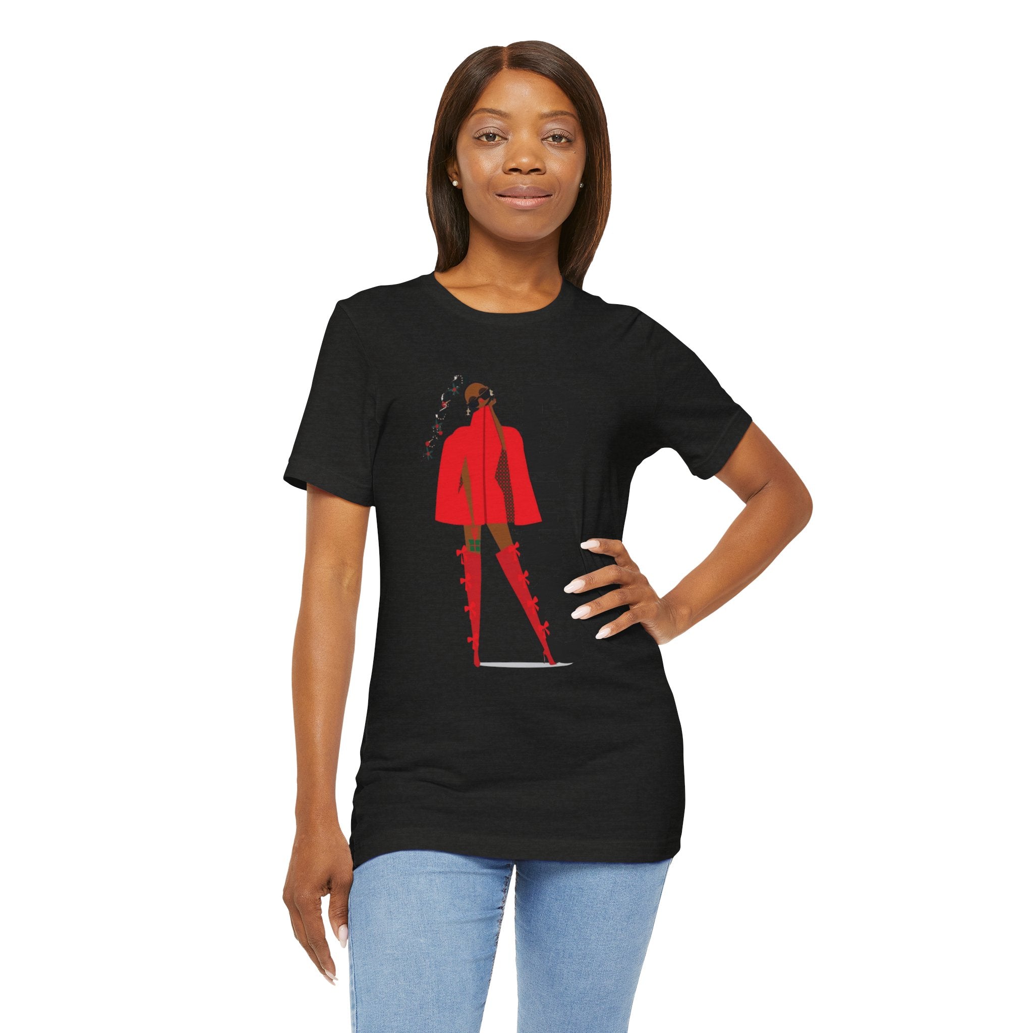 December Fashion Tee  Red Coat Model Graphic Shirt