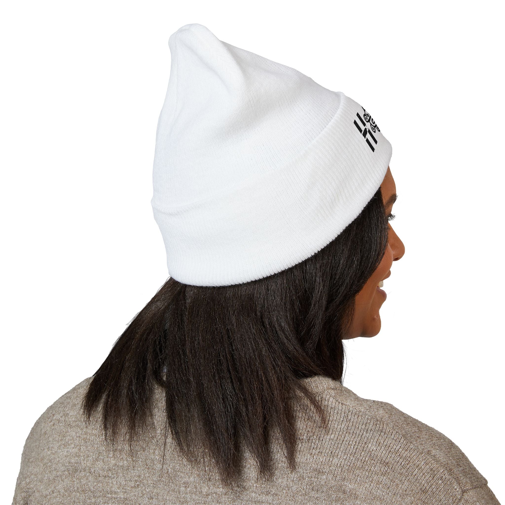 Embroidered 'Holi' Symbol Knit Hat Puerto Rico Beanie Hat – Boricua Pride Cuffed Winter Hat