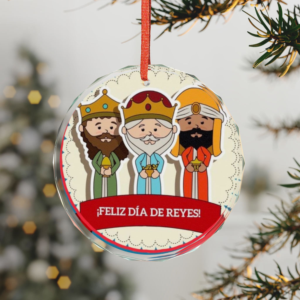 Tres Reyes Magos ornament Feliz Día de Reyes Crystal Glass Ornament