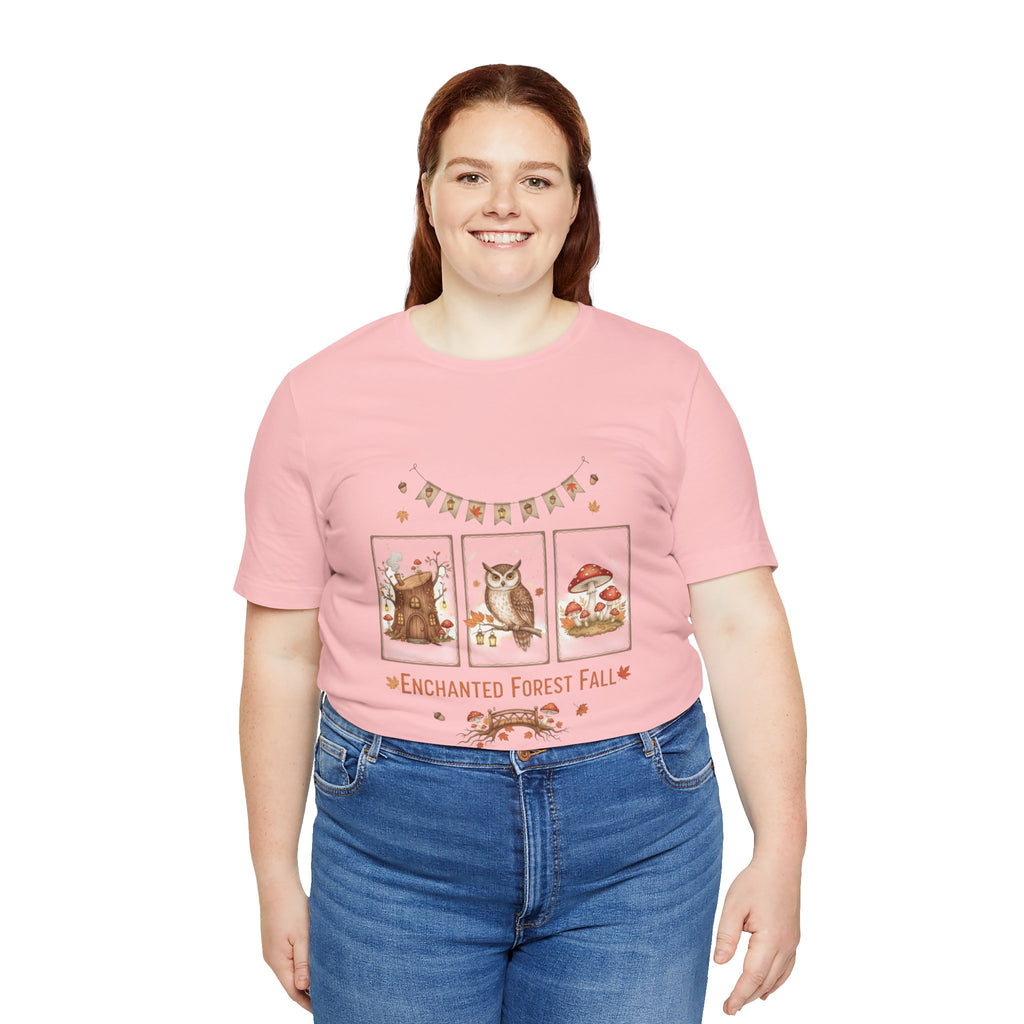Enchanted Forest Fall Tee, Cute Owl Shirt, Autumn Graphic Tee, Nature Lover Gift, Cozy Fall Apparel, Wildlife T-Shirt, Unisex Fall Top