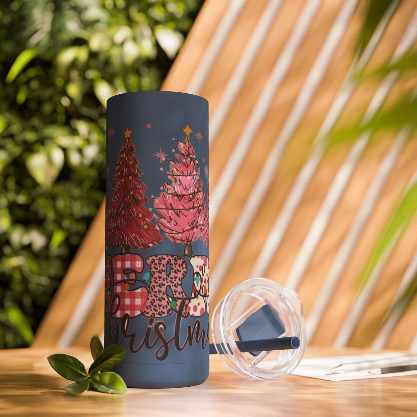 Christmas Tree Tumbler - 20oz Skinny Matte Drinkware Christmas gift mug