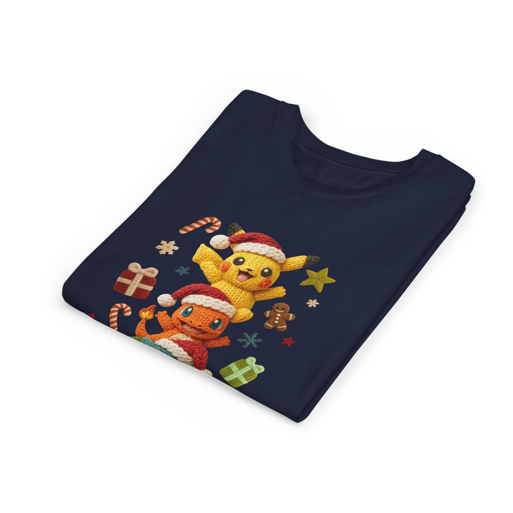 Kids Holiday Tee  Cute Stacked cartoon Characters Christmas Design