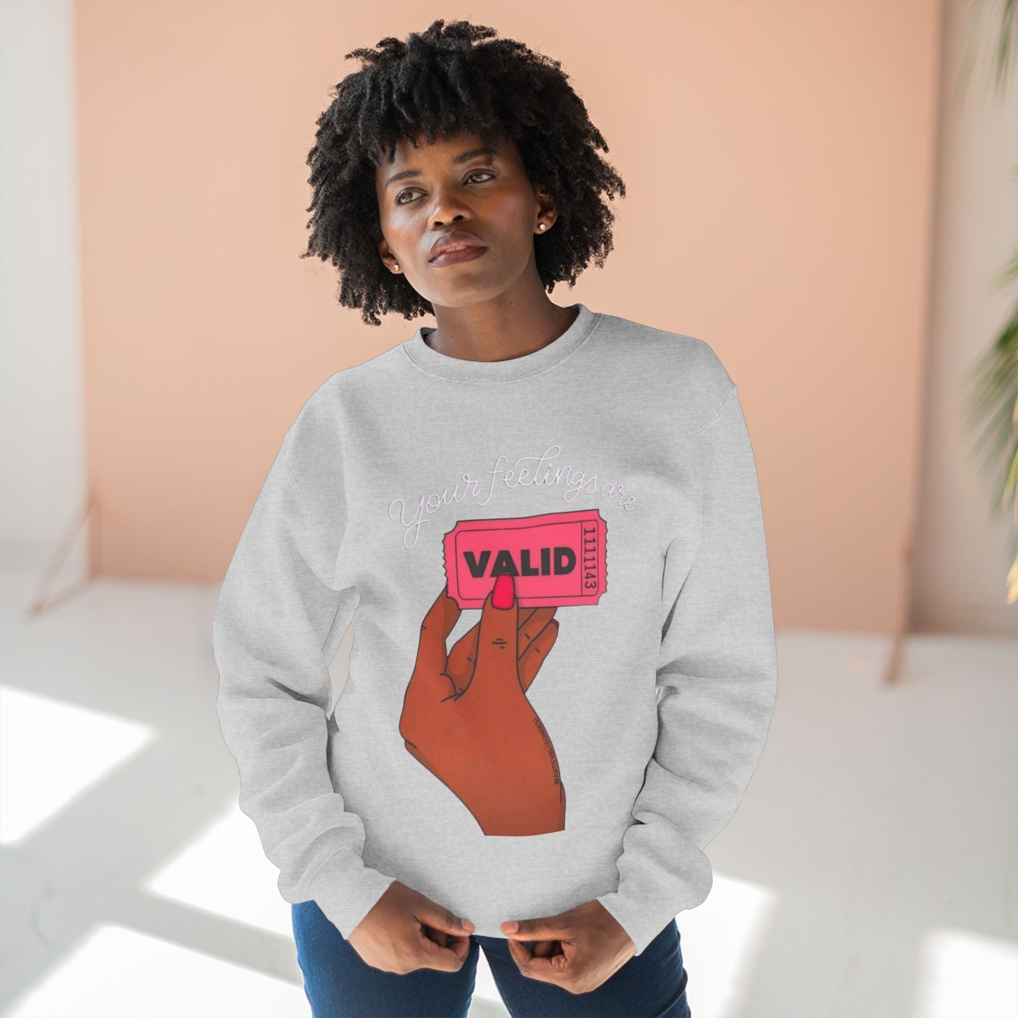 Valid Ticket Crewneck Sweatshirt  Empowerment Graphic Pullover Valentine’s Day sweaters