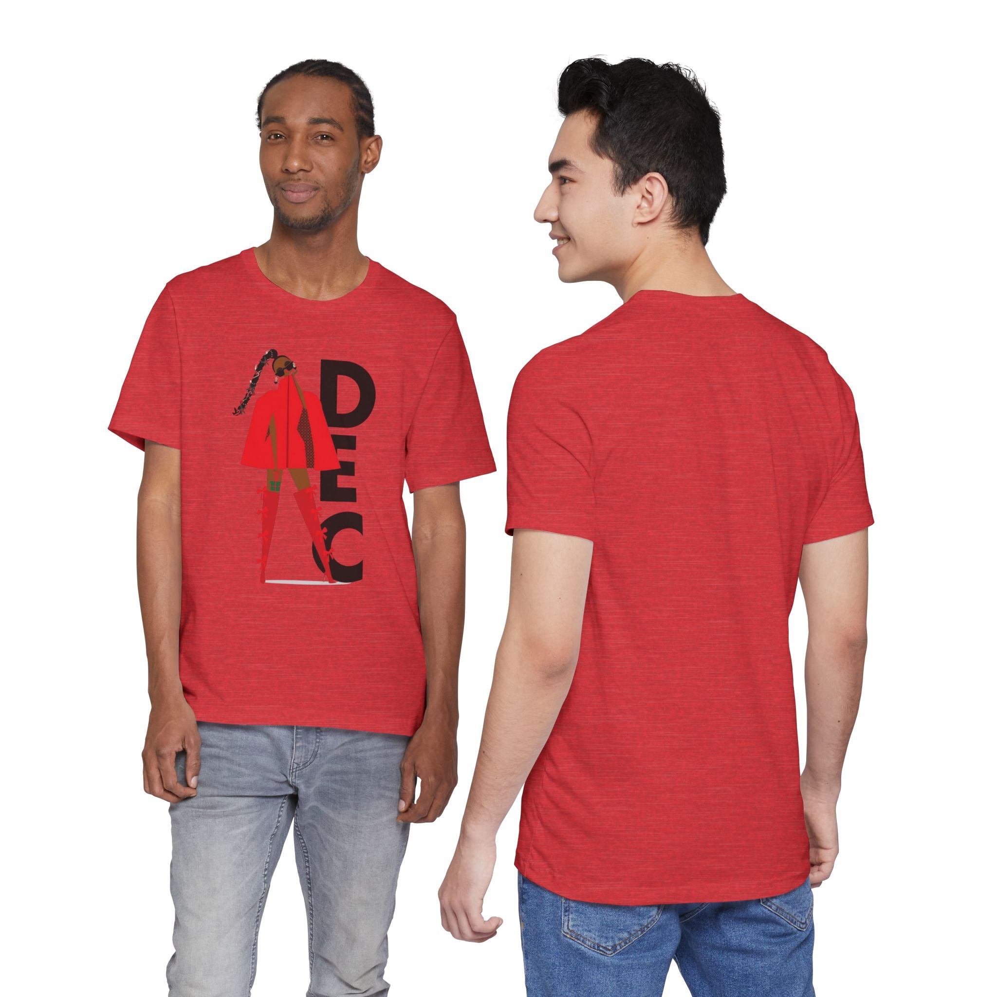 December Fashion Tee  Red Coat Model Graphic Shirt