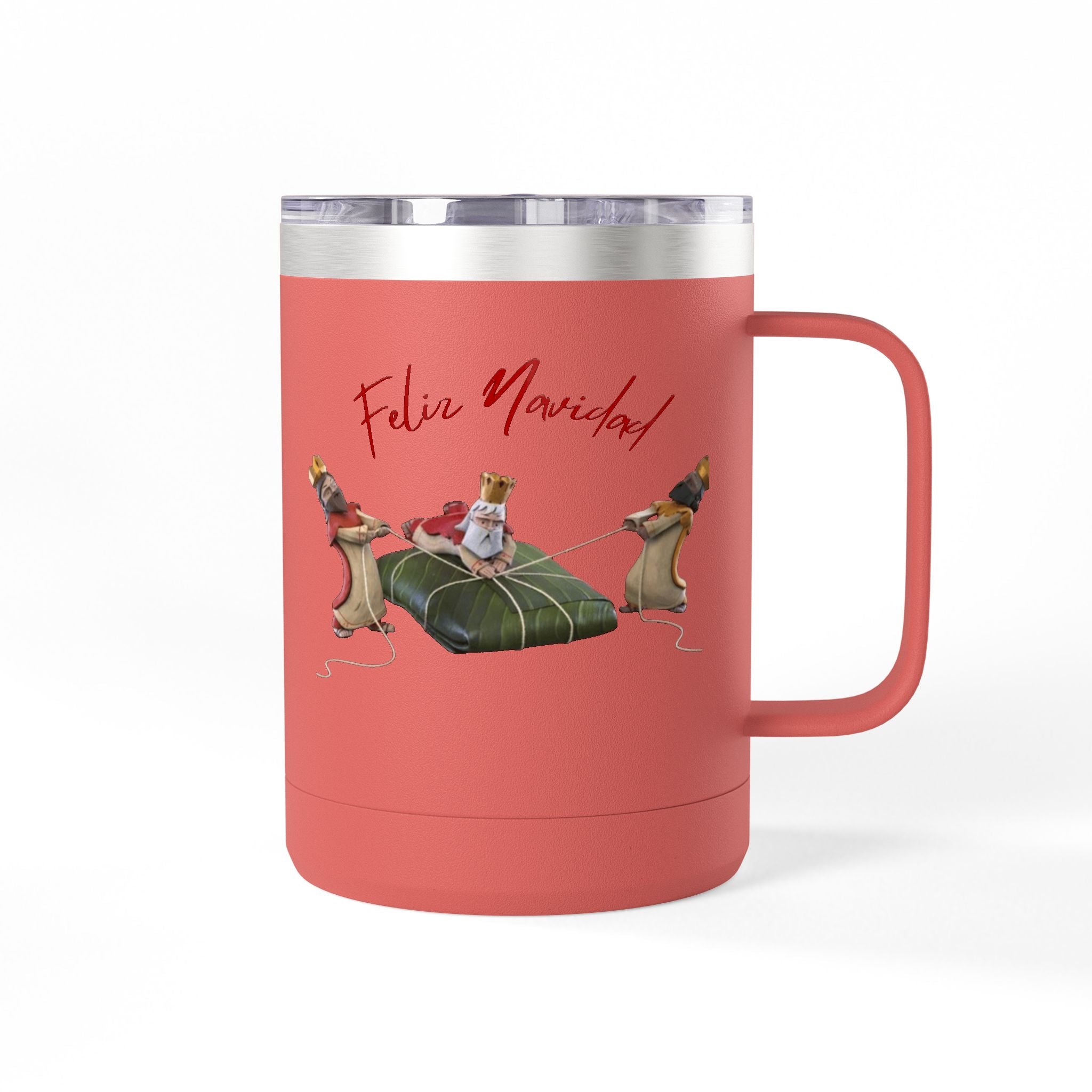 3 KINGS Holiday Travel Tumbler — 'Feliz Navidad' Dachshund Santa Design Coffee Cup for Fun Celebrations