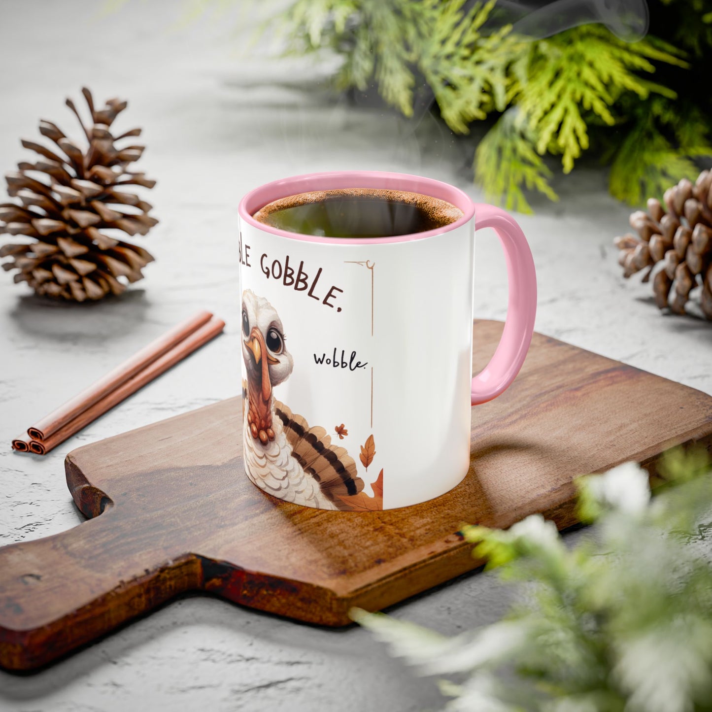 Mix cozy, aesthetic, and autumn-inspired sayings 🍁 Whimsical Thanksgiving Mug - Gobble Gobble Design