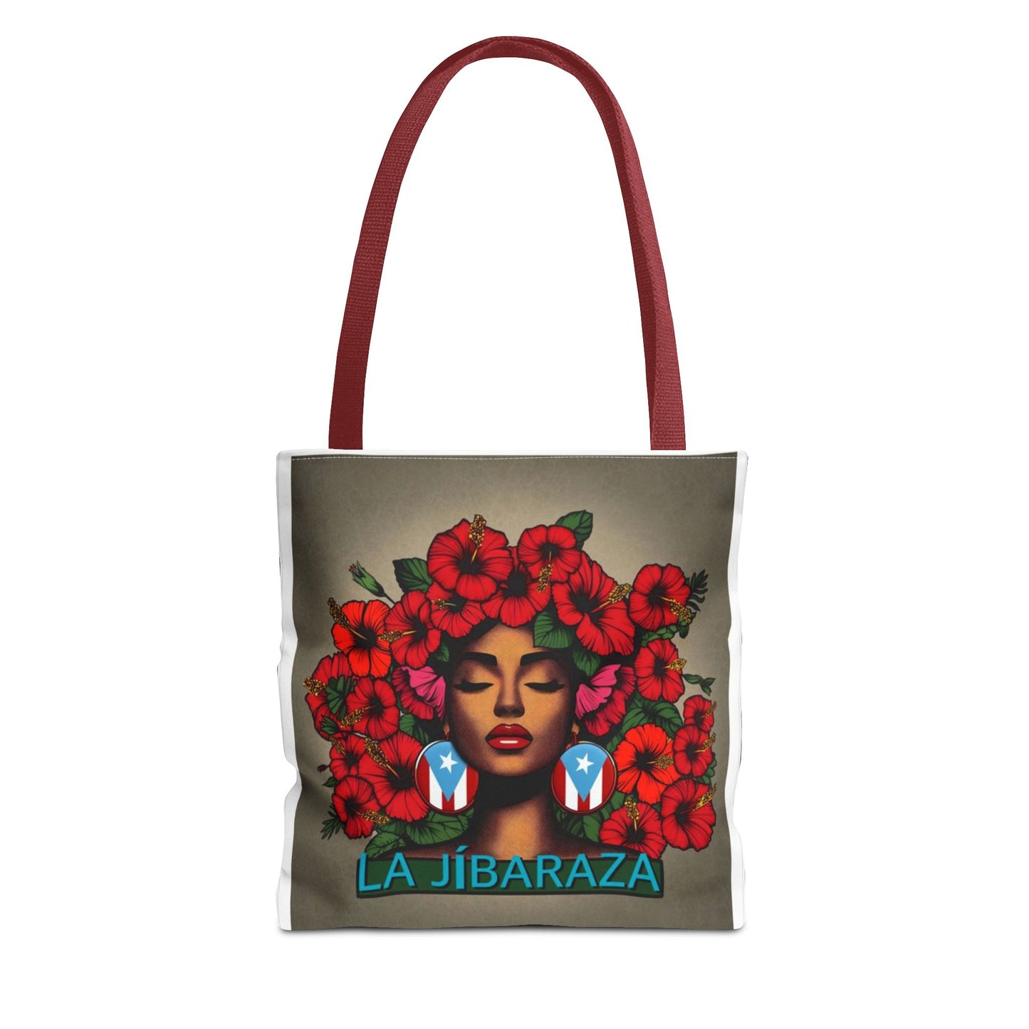 La Jíbara Tote Bag — Puerto Rican Floral Portrait Canvas Tote Puerto Rico Christmas Tote
