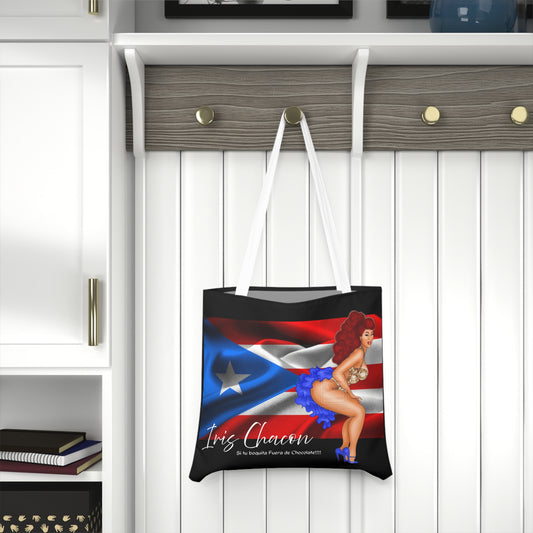 Iris Chacon Boricua Pride Shoulder Tote Bag - Stylish Chic Design for Everyday Use, Beach, Gym, and Festivals, Unique Gift Idea