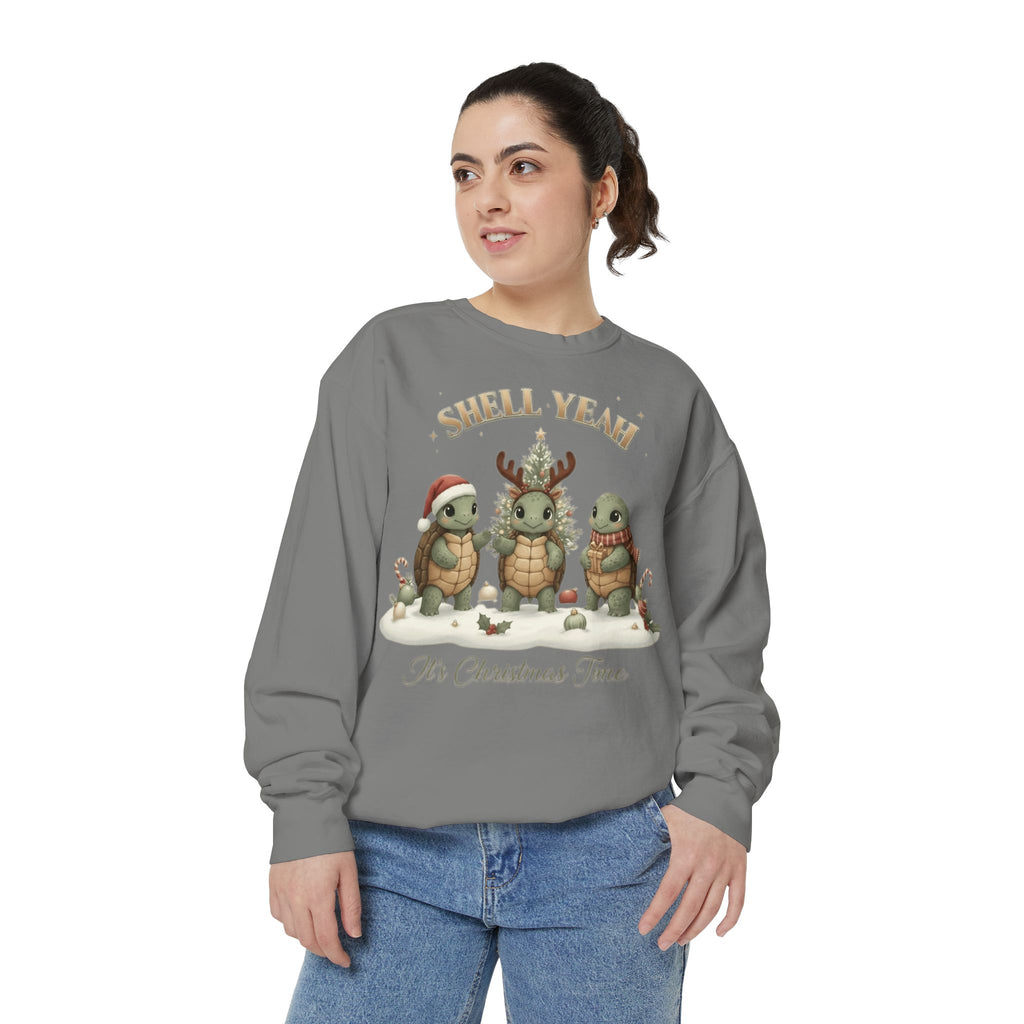 Christmas Turtle Sweatshirt  "Shell Yeah, It’s Christmas Time" Holiday Pullover