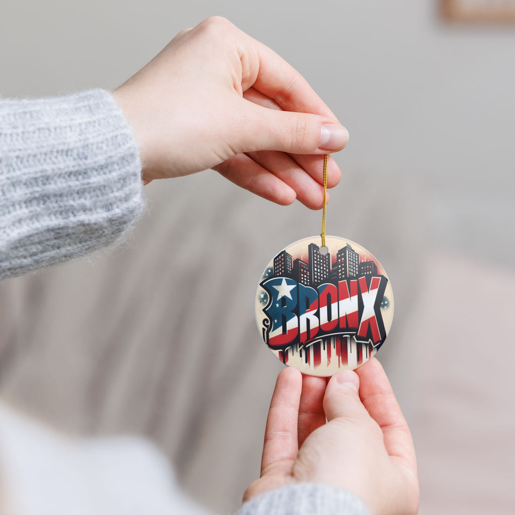 Bronx Skyline Ceramic Ornament New Yorican Boricua Proud Glass Ornament  Puerto Rican NYC Pride Decor