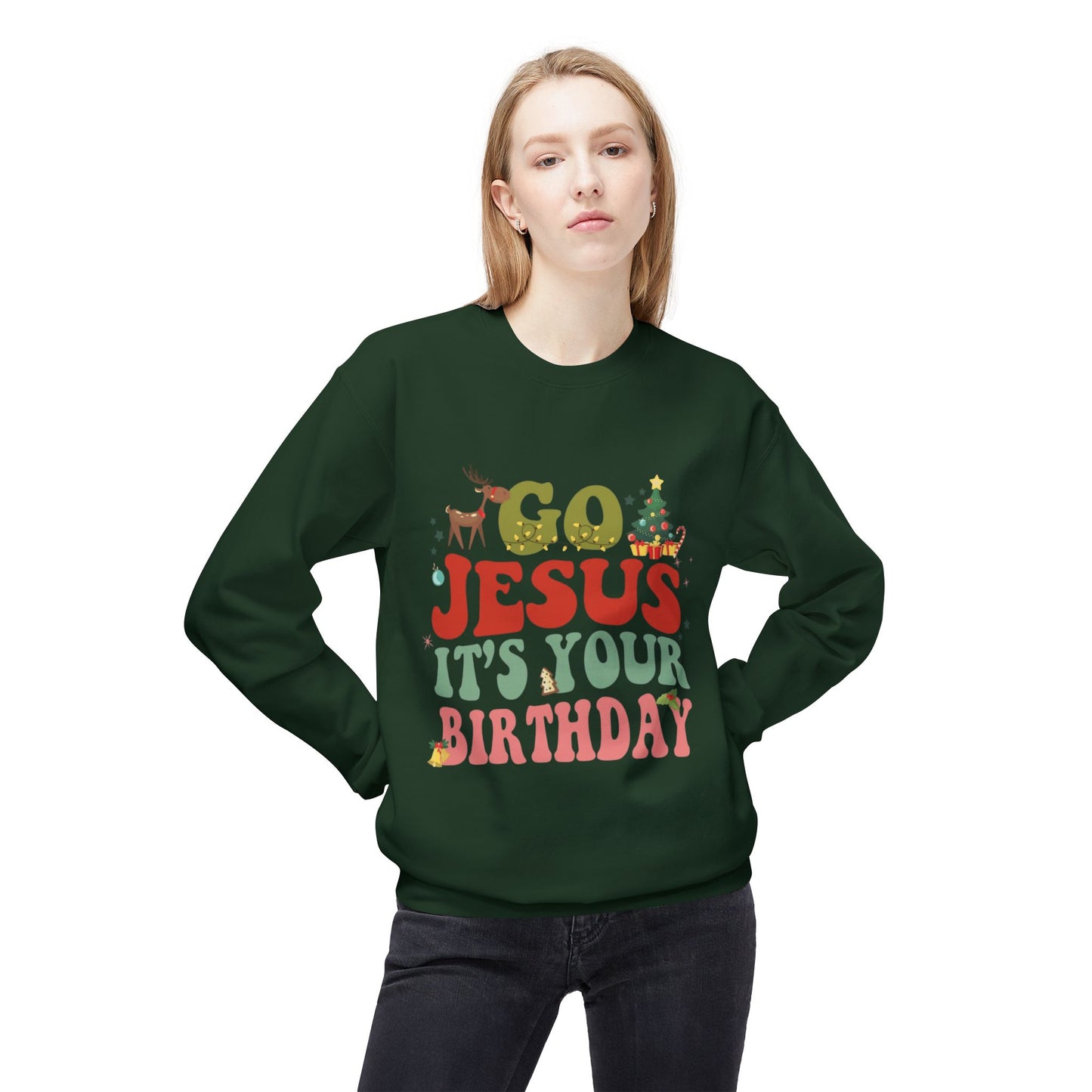 Festive Holiday Designs Go Jesus It’s Your Birthday Christmas Sweatshirt