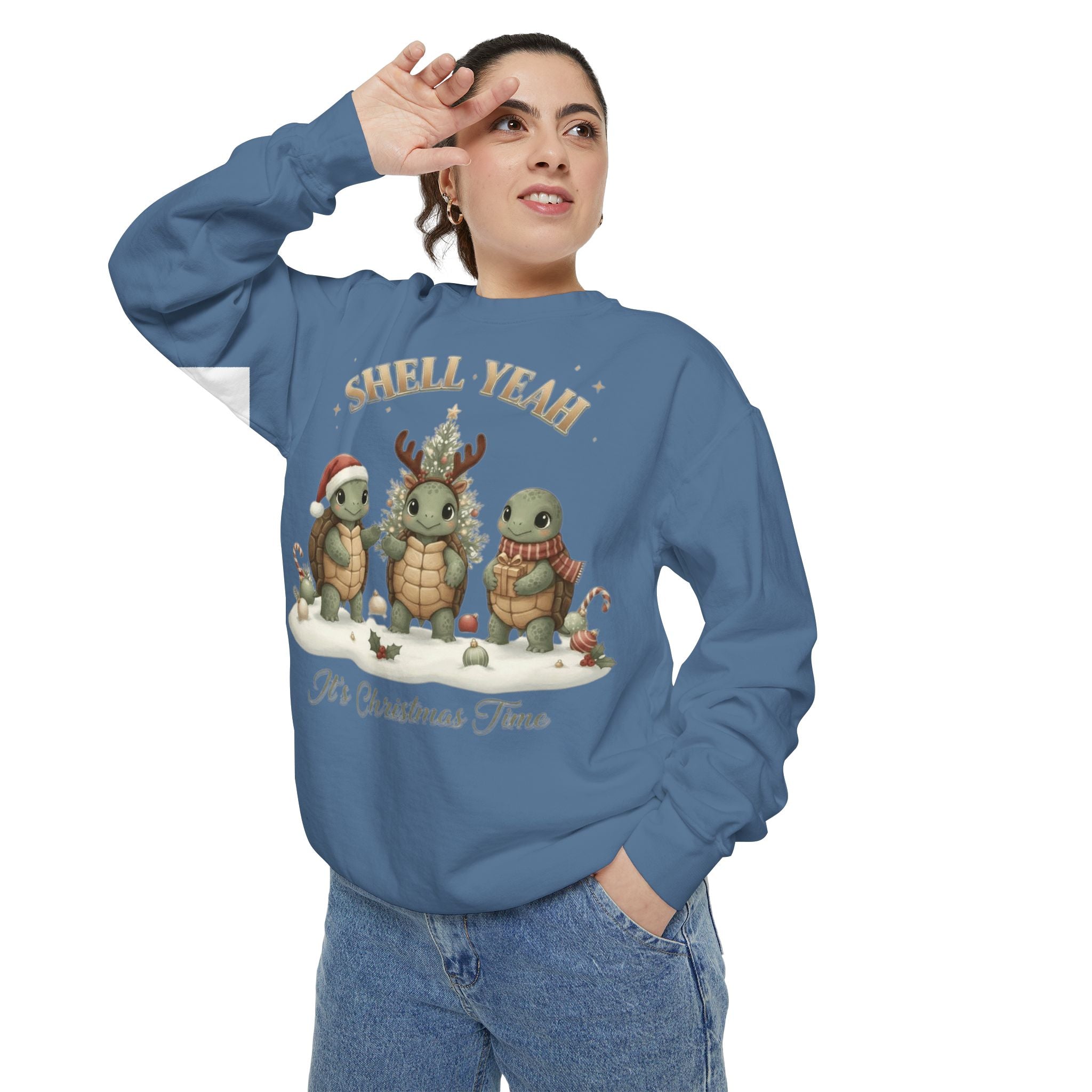 Christmas Turtle Sweatshirt  "Shell Yeah, It’s Christmas Time" Holiday Pullover