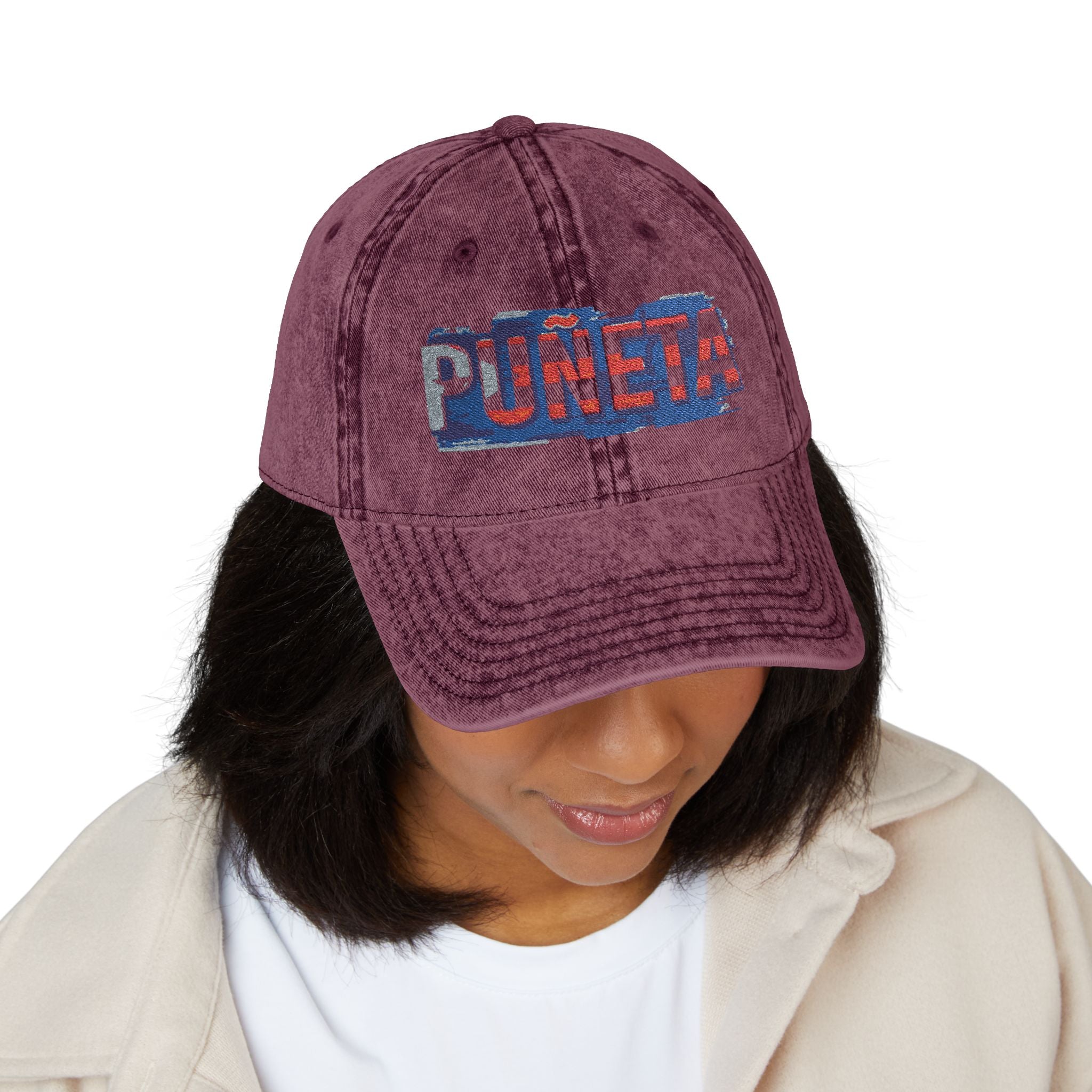 Puerto Rico Pride Knit Hat Vintage Embroidered Cap Puneta Red Hat for Casual Style