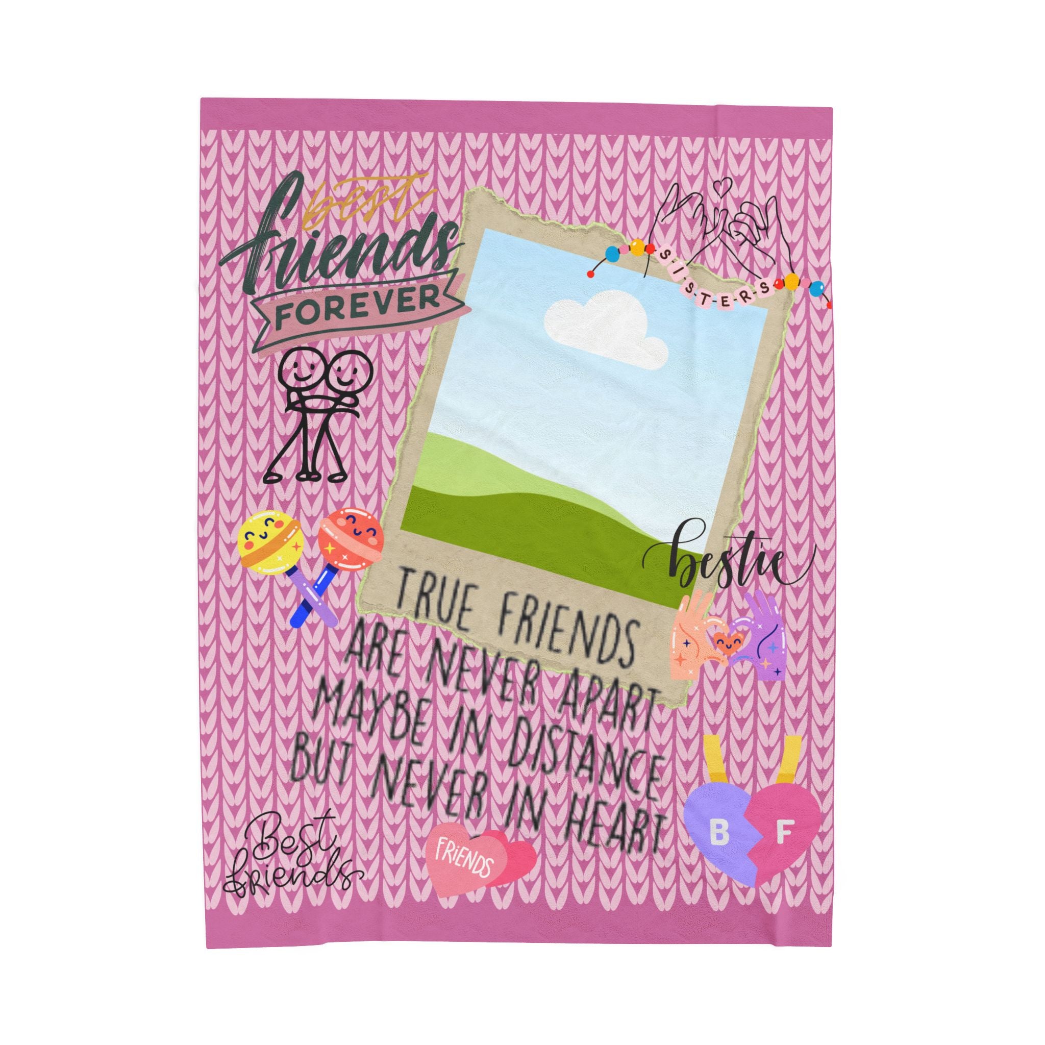 Friends Forever Velveteen Plush Blanket – "True Friends Are Never Apart" Cozy Keepsake for Besties
