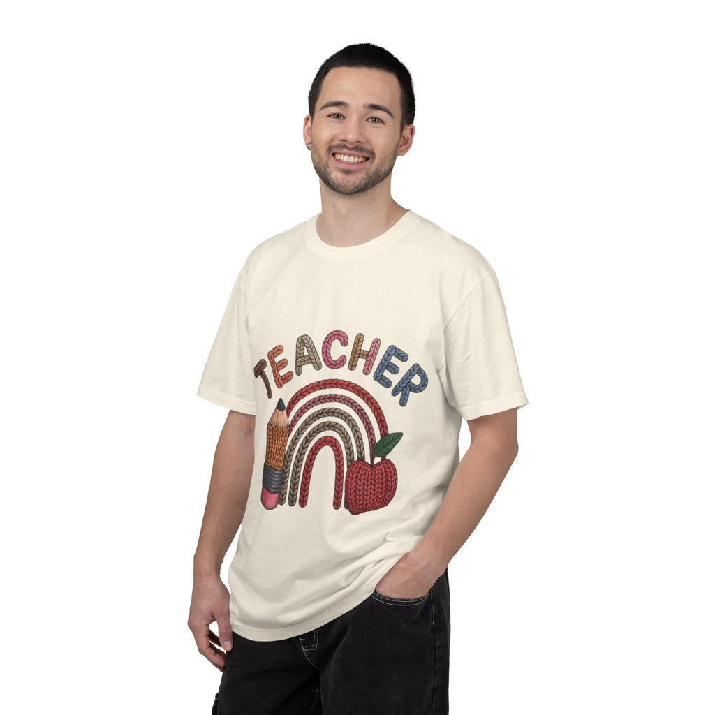 Teacher Rainbow Pencil & Apple T-Shirt — Back-to-School Gift for Educators