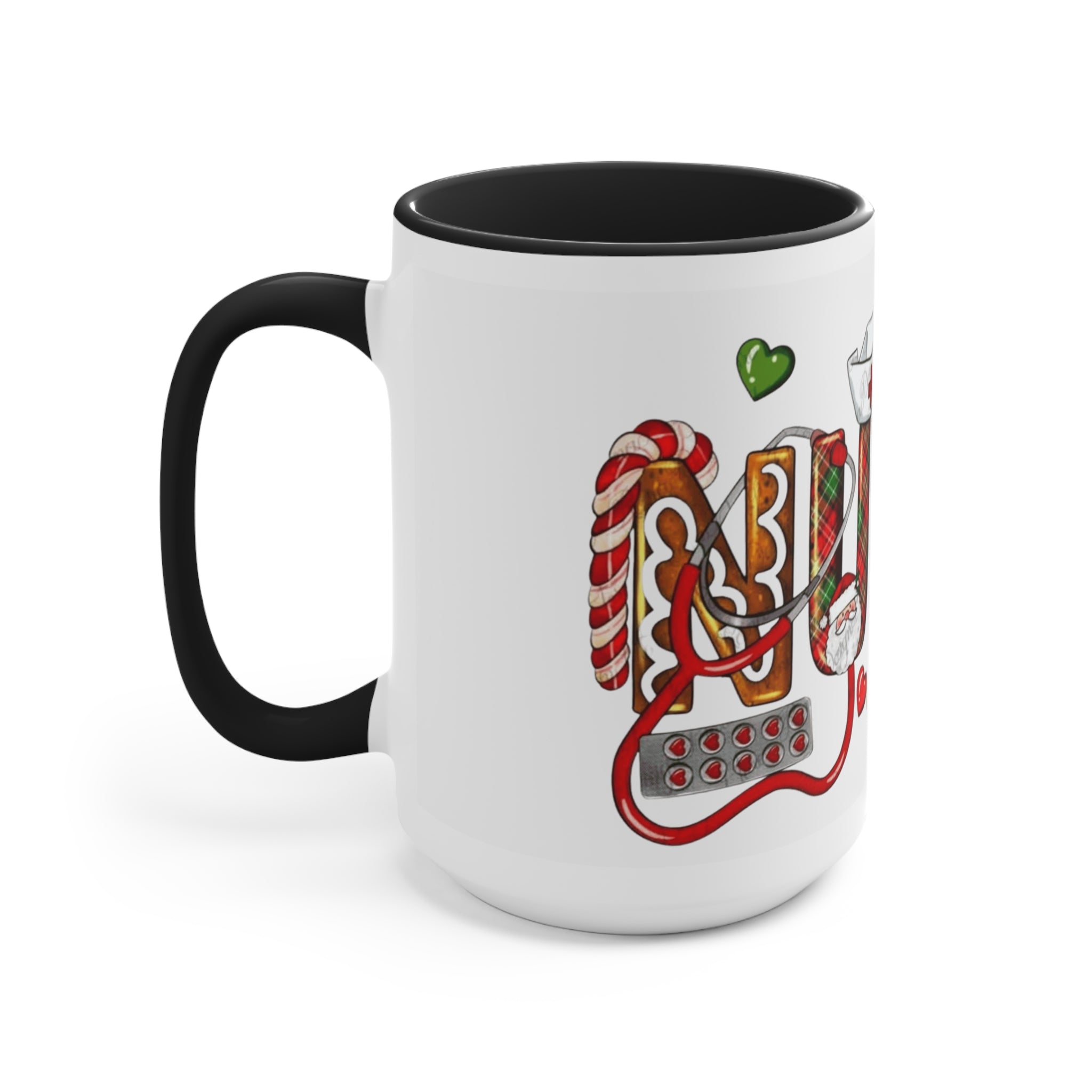 Christmas Nurse Accent Mug — Festive Healthcare Holiday Coffee Cup with Gingerbread & Candy Cane Design Medical Christmas Mug