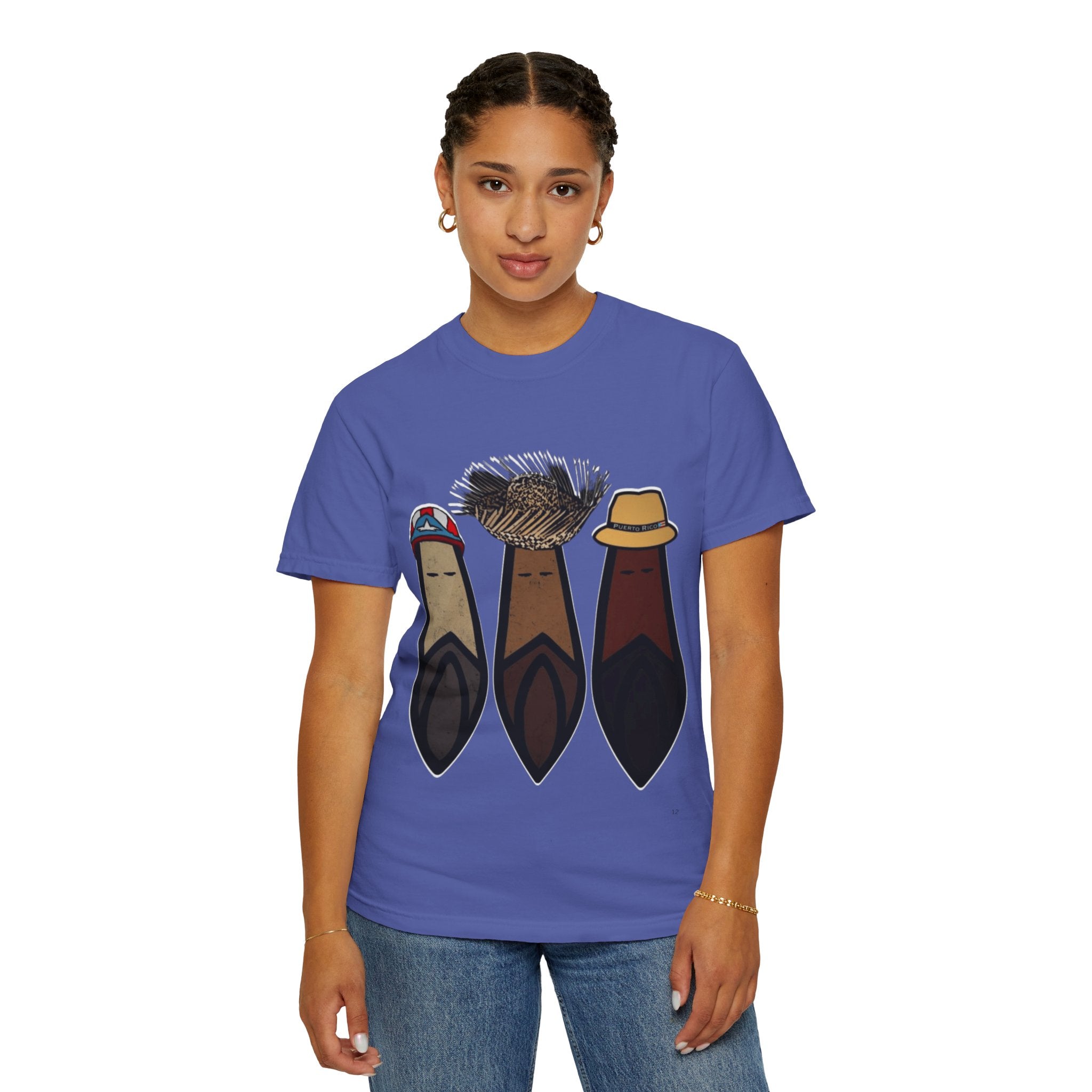 Puerto Rican Batey Cabin T-Shirt  Three Masks & Rustic House Graphic Tee Puerto Rico Navidades