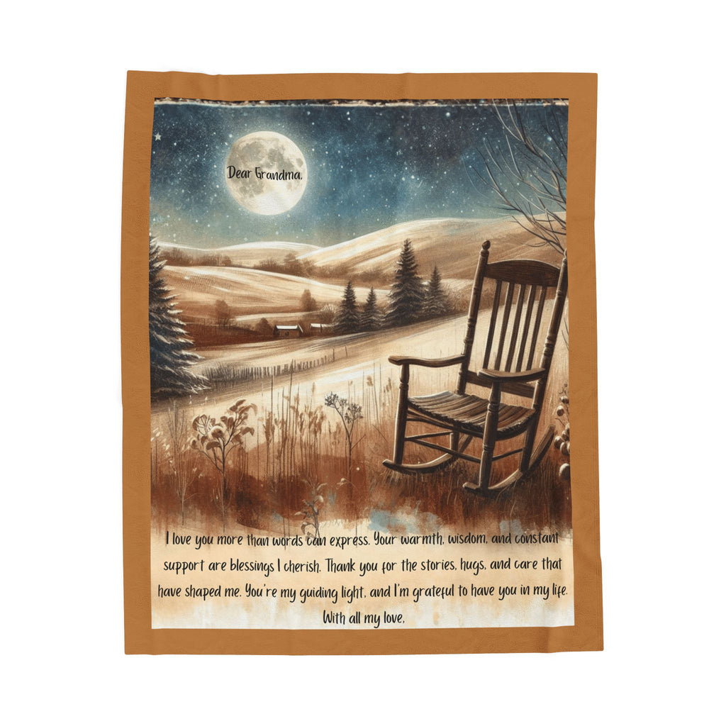 'Dear Grandma' Rocking Chair Winter Landscape Keepsake Blanket Blanket Gift for Grandma