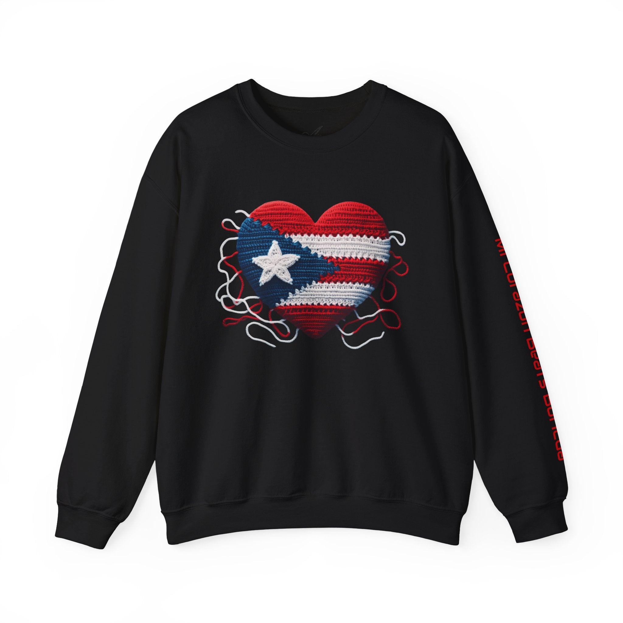 Puerto Rico Heart Crewneck Sweatshirt  Puerto Rican Flag Heart Knit Design