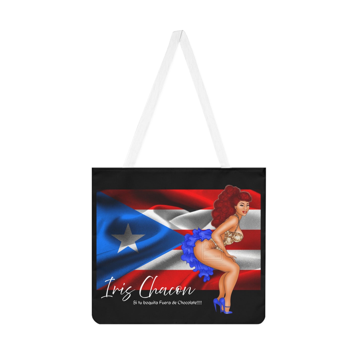 Iris Chacon Boricua Pride Shoulder Tote Bag - Stylish Chic Design for Everyday Use, Beach, Gym, and Festivals, Unique Gift Idea