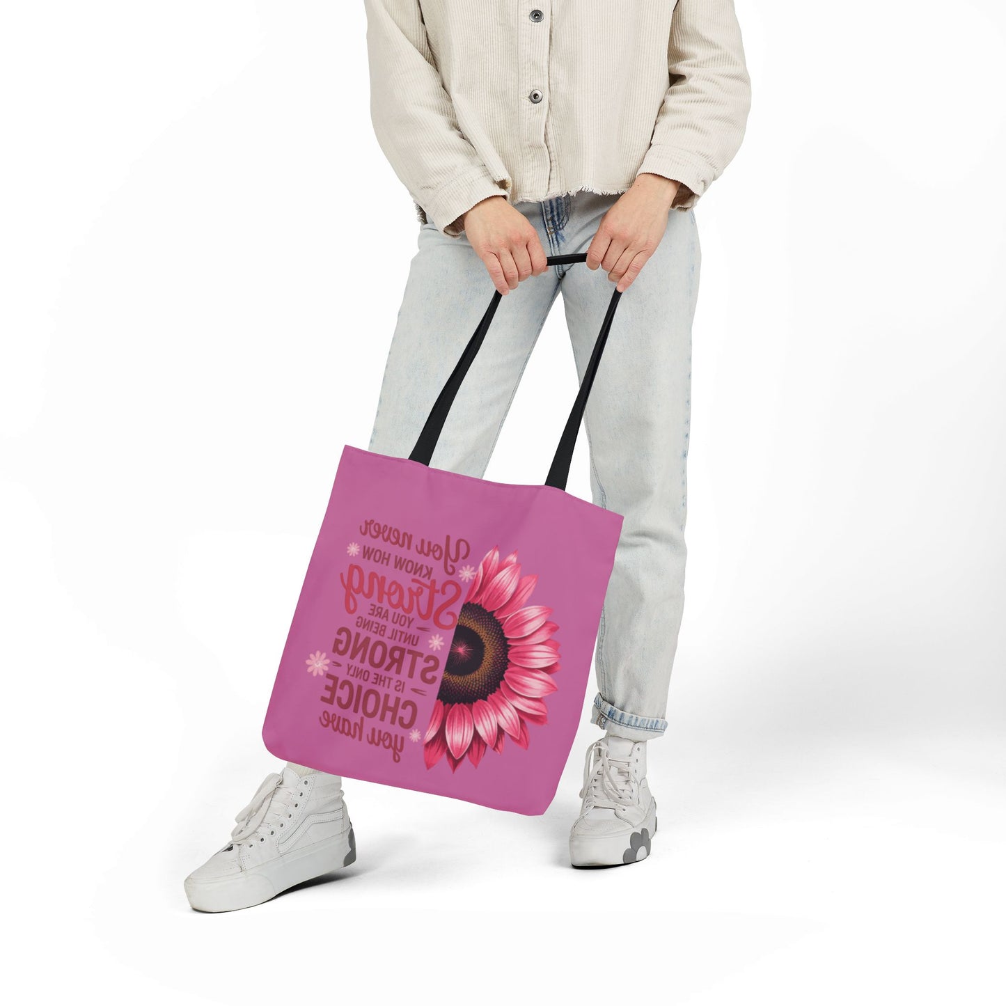 Cancer Survivor Hope Collection Inspirational Canvas Tote Bag with Floral Design