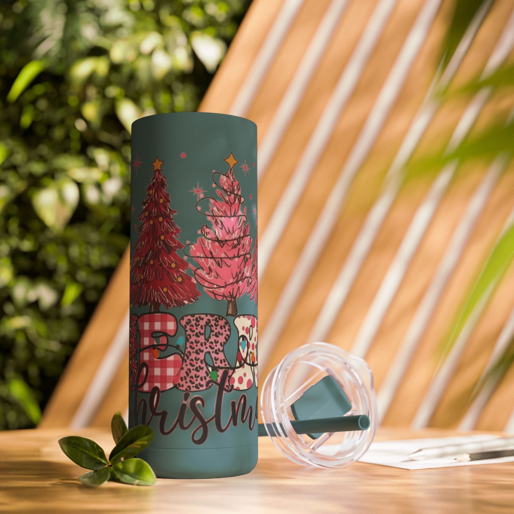Christmas Tree Tumbler - 20oz Skinny Matte Drinkware Christmas gift mug