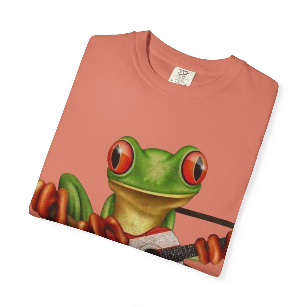 Where Boricua Meets Funky Guitar Frog T-Shirt, , Music Lover Gift, Cool Animal T-Shirt, Summer Style, Lightweight Apparel