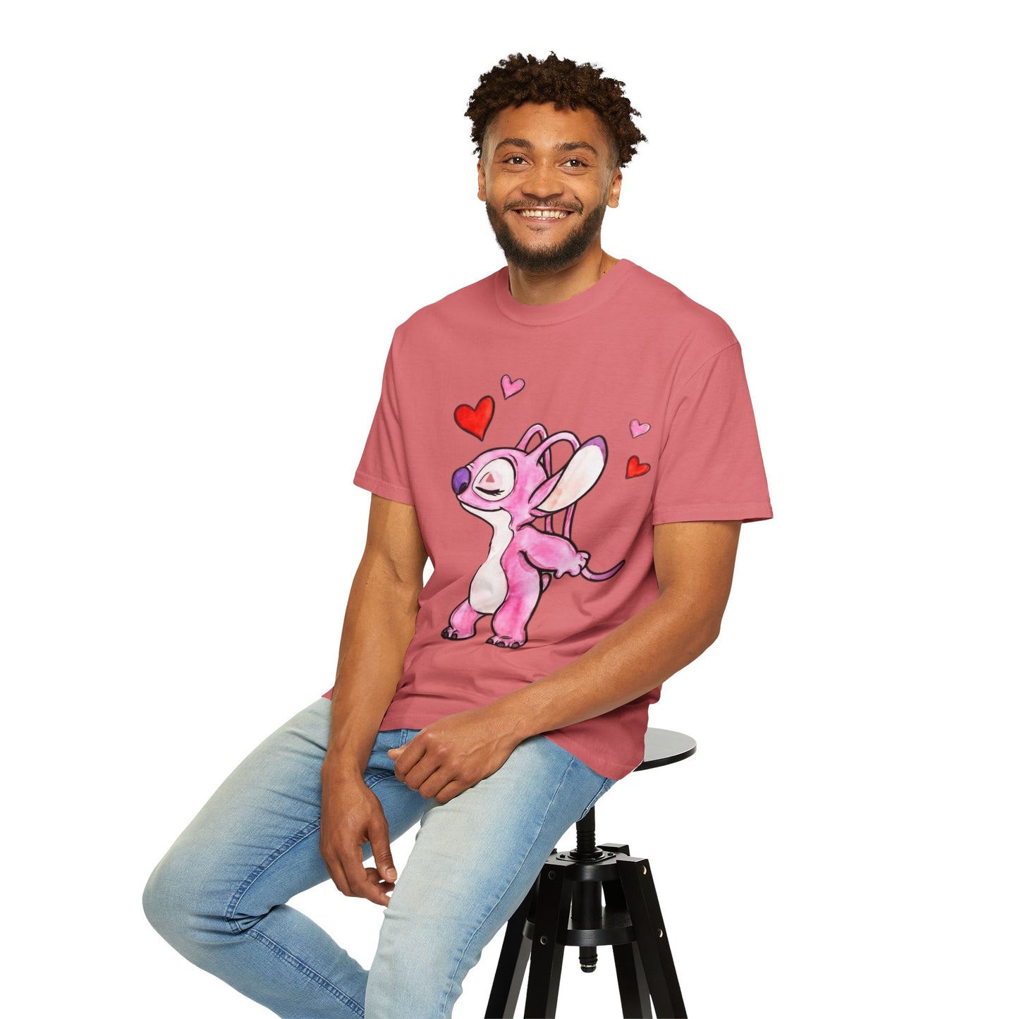 T-Shirt — Cute Pink Cartoon Creature with Hearts | Valentine’s Gift Tee