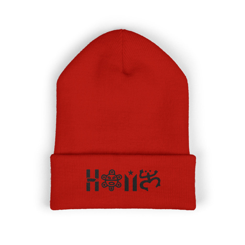 Embroidered 'Holi' Symbol Knit Hat Puerto Rico Beanie Hat – Boricua Pride Cuffed Winter Hat
