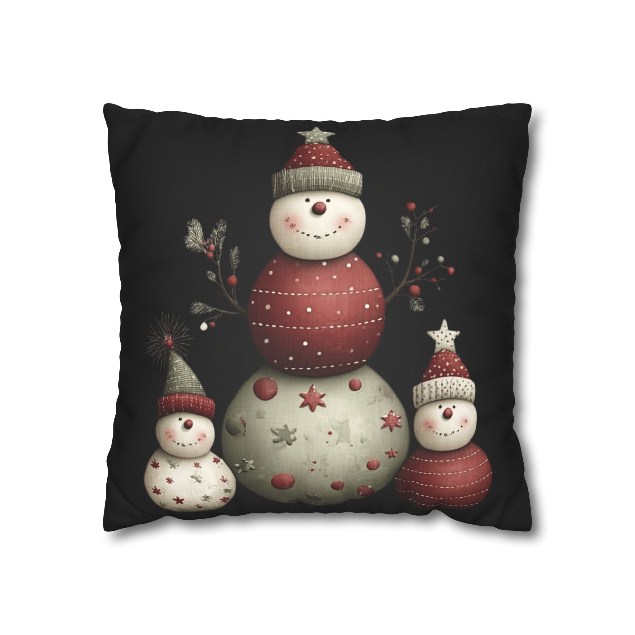 Christmas Snowman Pillowcase — Faux Suede Holiday Throw Pillow Cover CHRISTMAS PILLOW DÉCOR