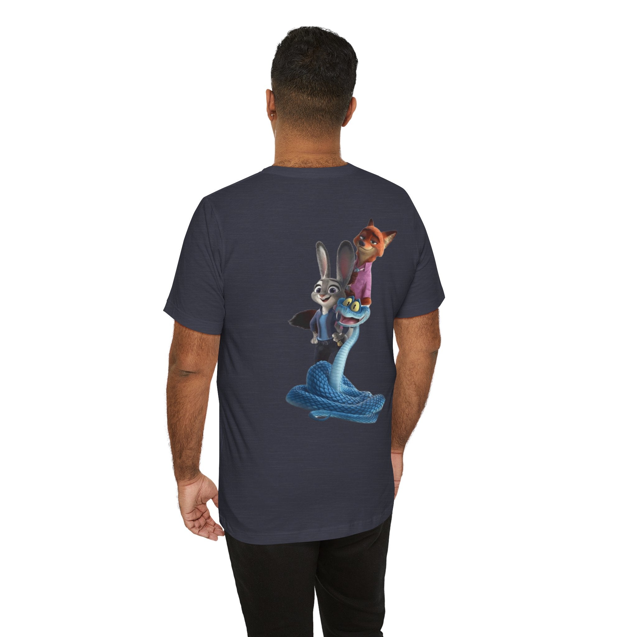 Animated Character Tee — Cute Fox & Bunny Stack Graphic T-Shirt  cartoon-style Christmas artwork