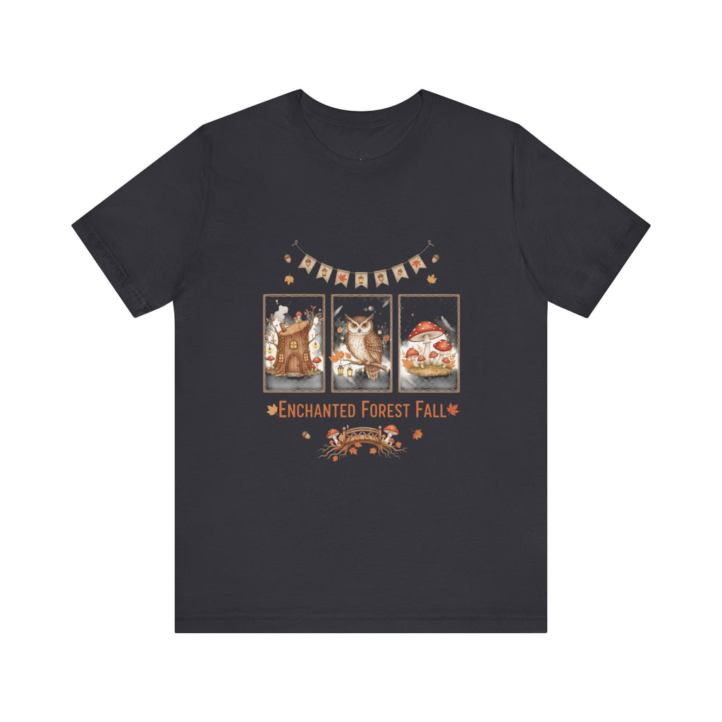 Enchanted Forest Fall Tee, Cute Owl Shirt, Autumn Graphic Tee, Nature Lover Gift, Cozy Fall Apparel, Wildlife T-Shirt, Unisex Fall Top
